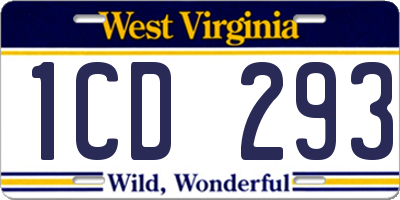 WV license plate 1CD293