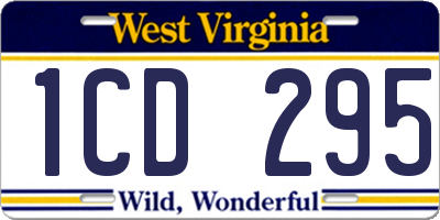 WV license plate 1CD295
