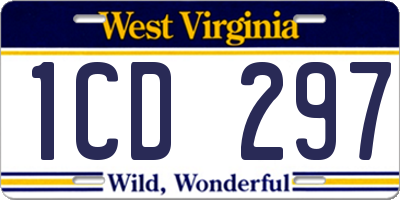 WV license plate 1CD297