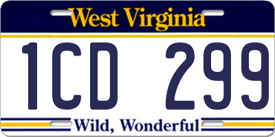 WV license plate 1CD299