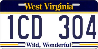 WV license plate 1CD304