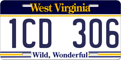 WV license plate 1CD306