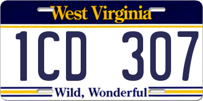 WV license plate 1CD307