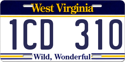 WV license plate 1CD310