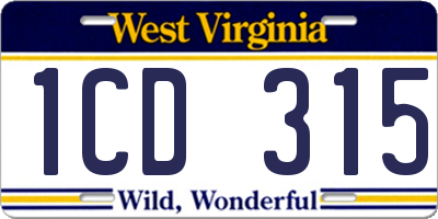 WV license plate 1CD315
