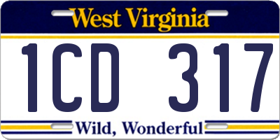 WV license plate 1CD317