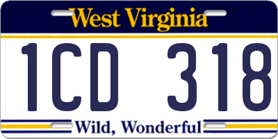 WV license plate 1CD318