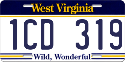 WV license plate 1CD319