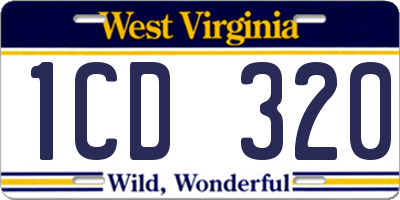 WV license plate 1CD320