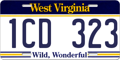 WV license plate 1CD323