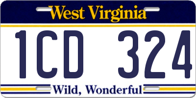 WV license plate 1CD324