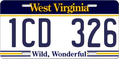 WV license plate 1CD326