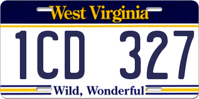 WV license plate 1CD327