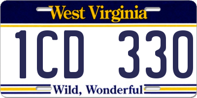 WV license plate 1CD330