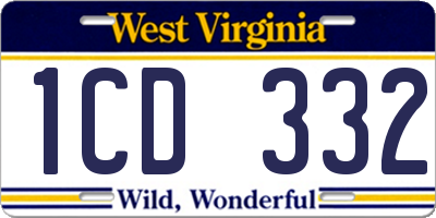 WV license plate 1CD332