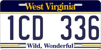 WV license plate 1CD336