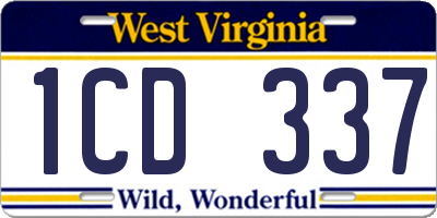 WV license plate 1CD337