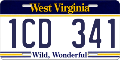 WV license plate 1CD341