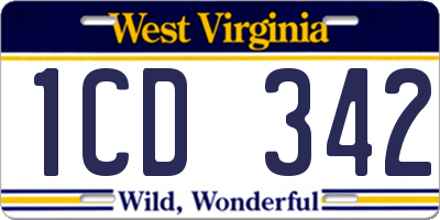 WV license plate 1CD342