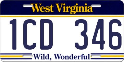 WV license plate 1CD346