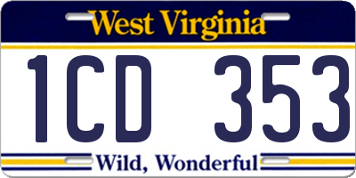 WV license plate 1CD353