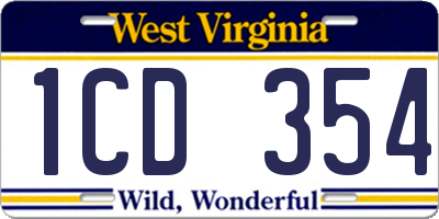 WV license plate 1CD354