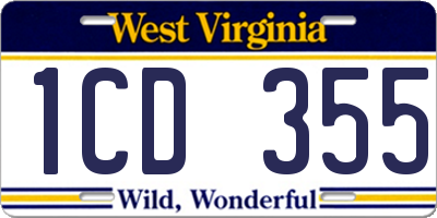 WV license plate 1CD355