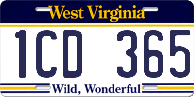WV license plate 1CD365