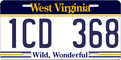 WV license plate 1CD368