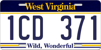 WV license plate 1CD371
