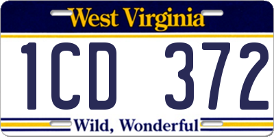 WV license plate 1CD372