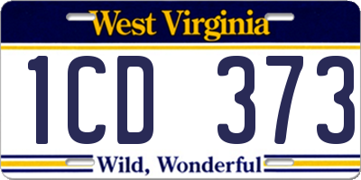 WV license plate 1CD373