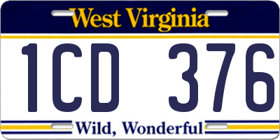 WV license plate 1CD376