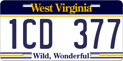 WV license plate 1CD377