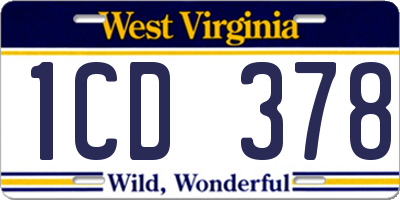 WV license plate 1CD378
