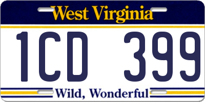 WV license plate 1CD399