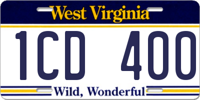 WV license plate 1CD400