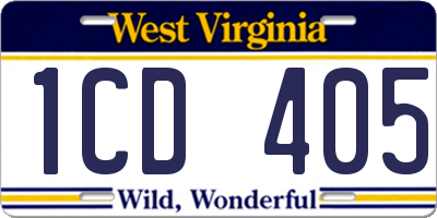 WV license plate 1CD405