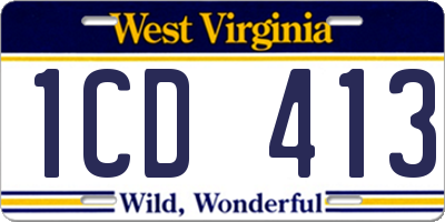 WV license plate 1CD413