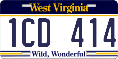 WV license plate 1CD414