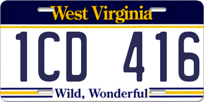 WV license plate 1CD416