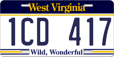 WV license plate 1CD417