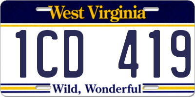 WV license plate 1CD419