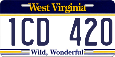 WV license plate 1CD420