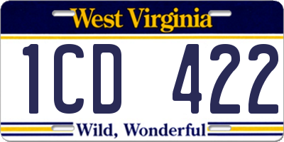 WV license plate 1CD422
