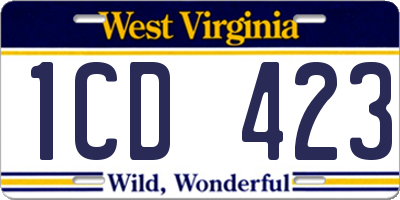 WV license plate 1CD423