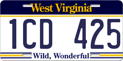 WV license plate 1CD425