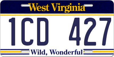 WV license plate 1CD427
