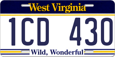 WV license plate 1CD430