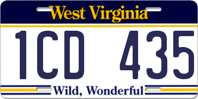 WV license plate 1CD435